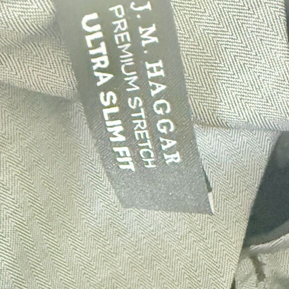 Haggar Dress Pants Mens 30x30* Black  Slim Fit Flat Front Polyester Blend Career - Picture 12 of 13